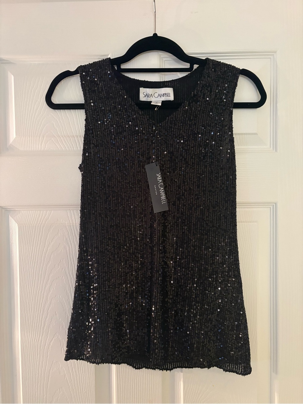 Sara Campbell Black Sequin Sleeveless Top